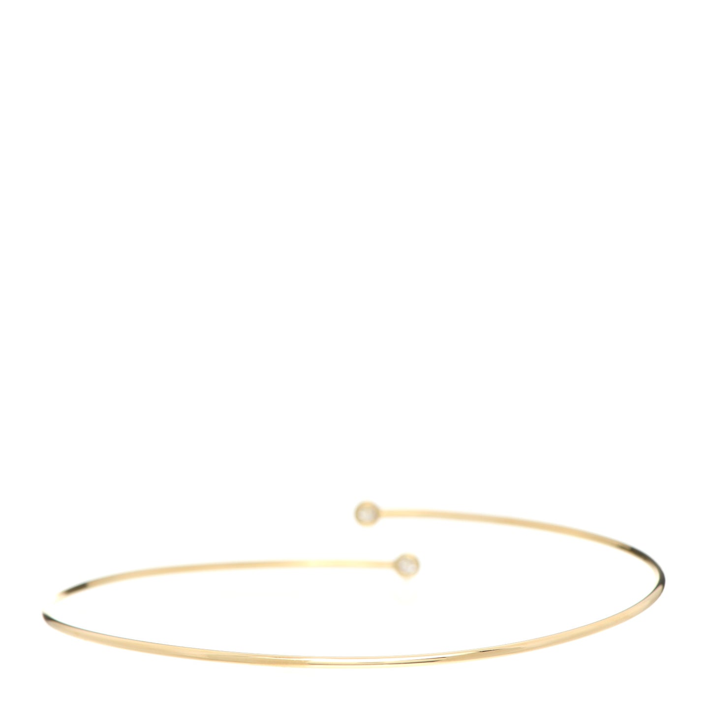 18K Yellow Gold Diamond Hoop Single Row Bangle Bracelet
