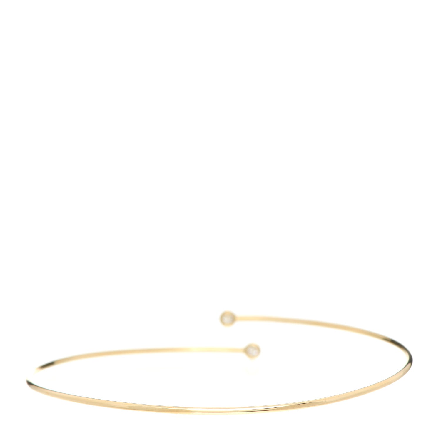 Tiffany 18K Yellow Gold Diamond Hoop Single Row Bangle Bracelet 3 of 5