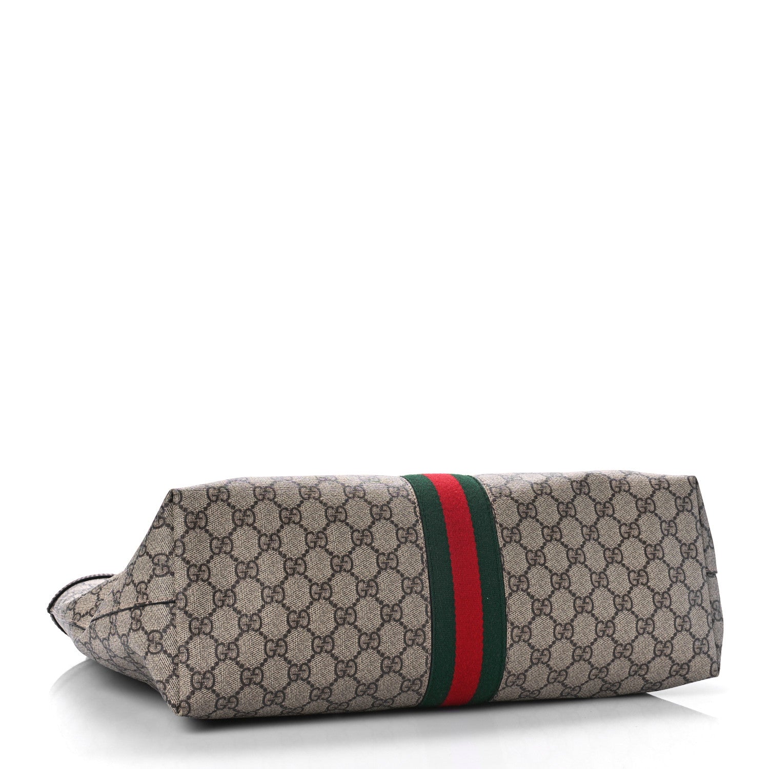 Gucci GG Supreme Monogram Textured Calfskin Web Medium Ophidia Shopping Tote Beige Ebony New Acero 4 of 8