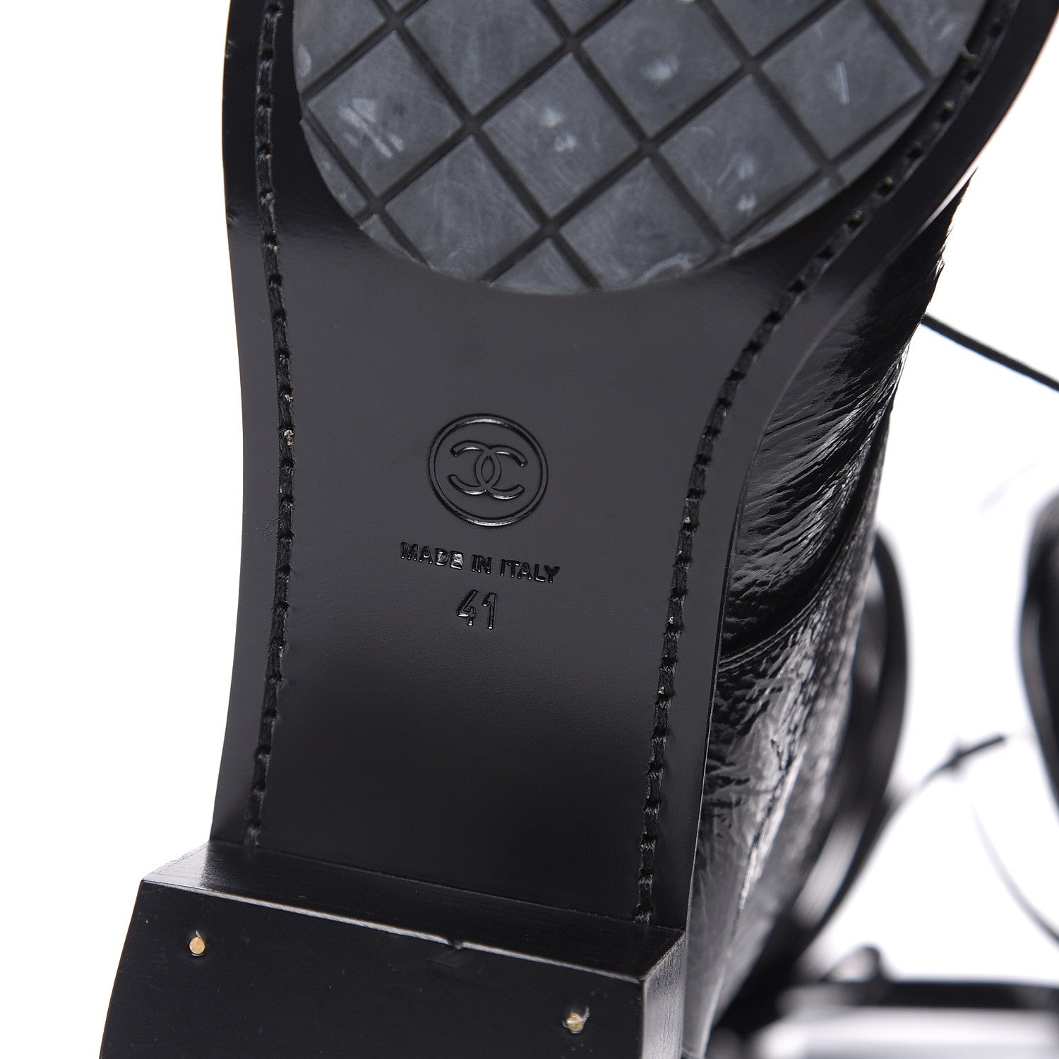Chanel Crumpled Calfskin Lace Up Short Boots 41 Black 6 of 7