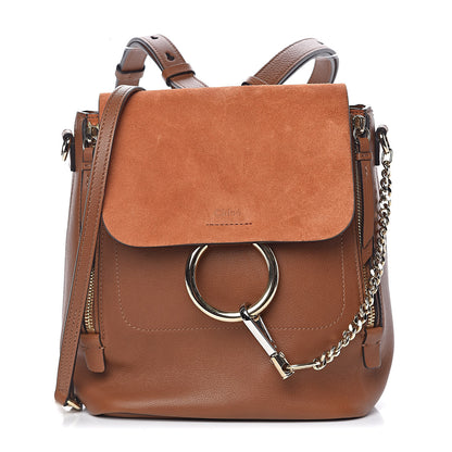 Chloe Suede Calfskin Small Faye Backpack Tan 1 of 11