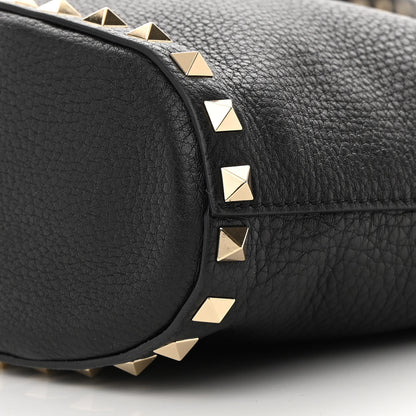 Valentino Garavani Grainy Calfskin Mini Rockstud Flip Lock Tote Black 9 of 10