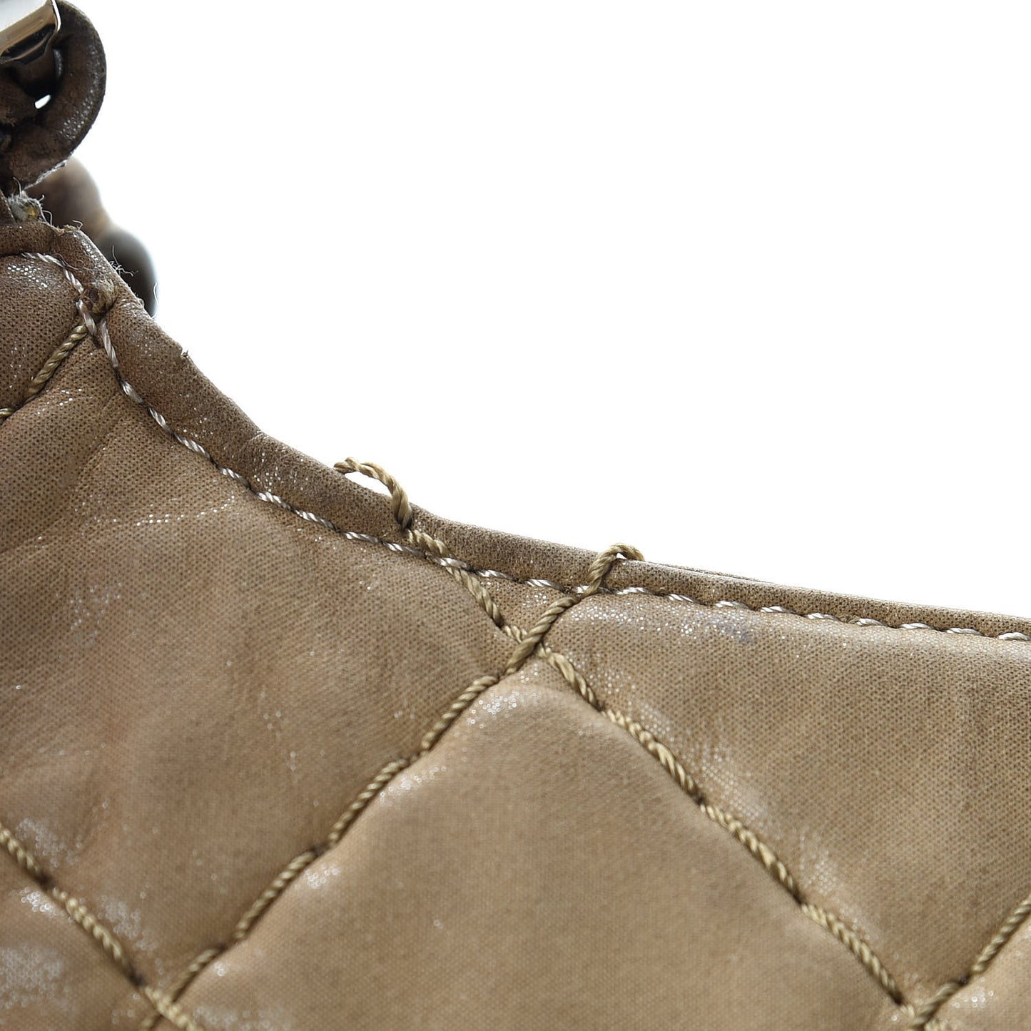Iridescent Calfskin Quilted Small Sea Hit Tote Beige