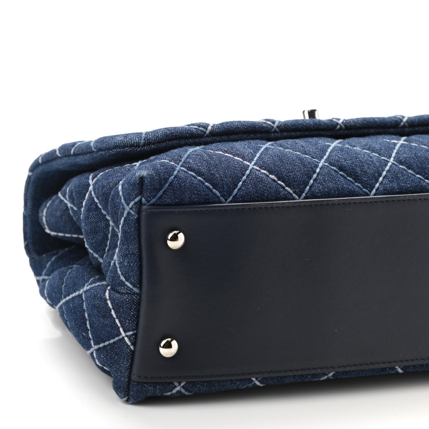 Chanel Denim Quilted Small Coco Handle Flap Blue 9 of 11