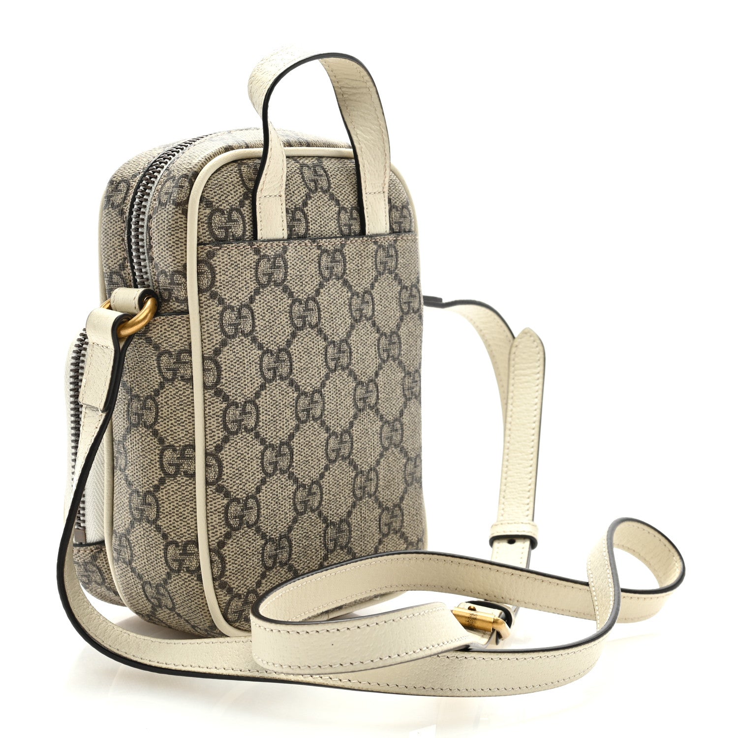 Gucci GG Supreme Monogram Web Mini Ophidia Double Zip Messenger Bag Beige Ebony Mystic White 2 of 8