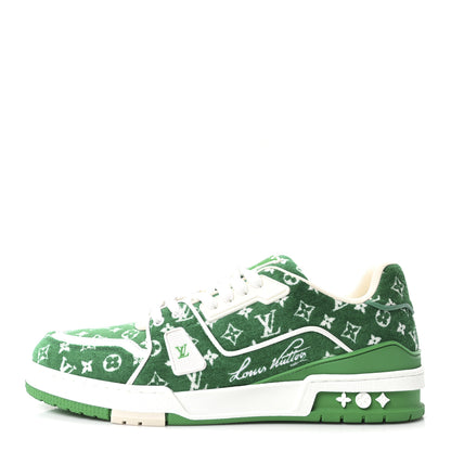 Louis Vuitton Jacquard Velvet Monogram Mens LV Trainer Sneakers 9 Vert 1 of 9