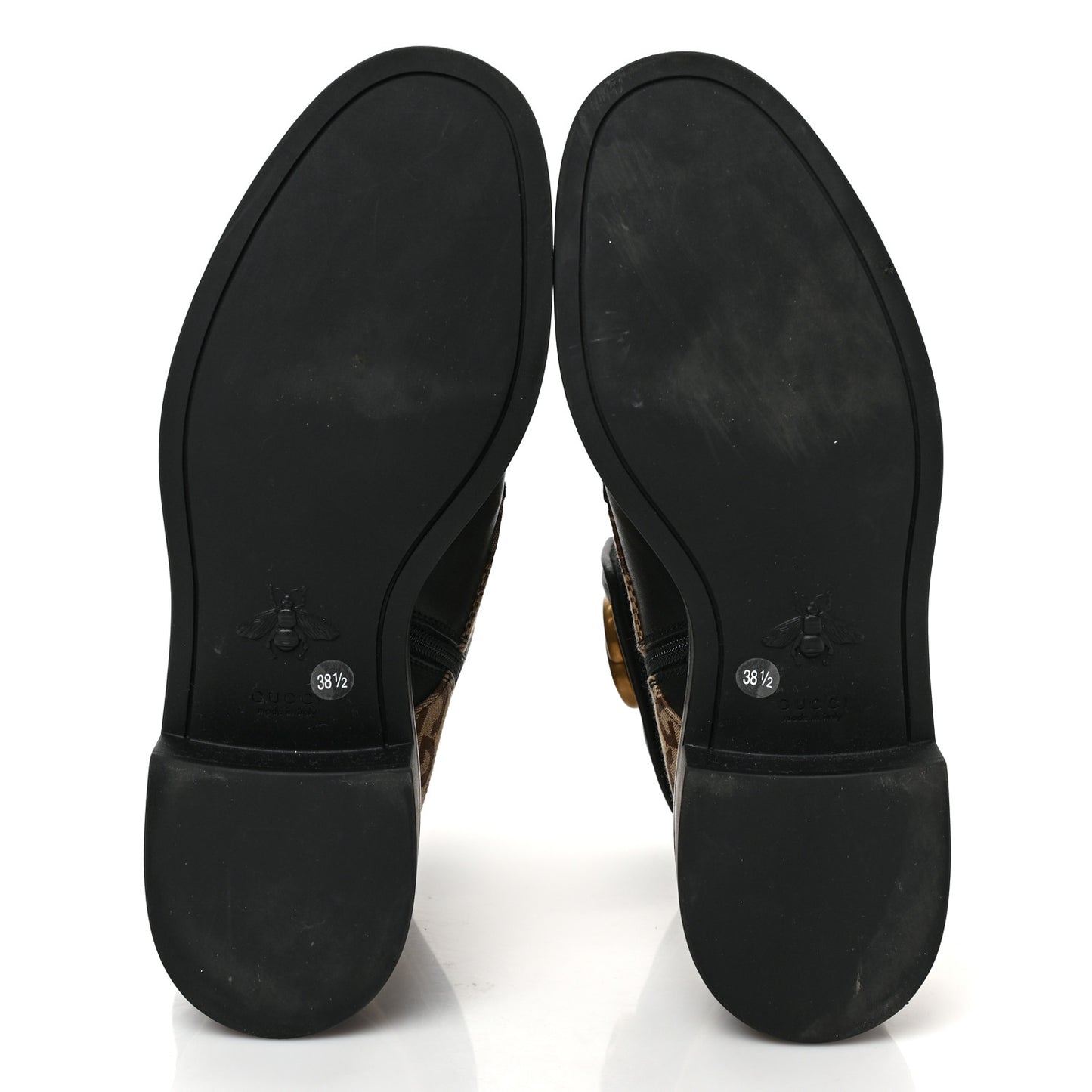 Flores Calfskin Monogram Maxi GG Nappa Matelasse Double G 40mm Ankle Boots 38.5 Black Camel Ebony