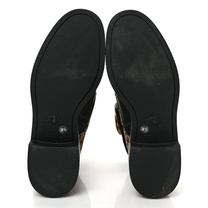 Gucci Flores Calfskin Monogram Maxi GG Nappa Matelasse Double G 40mm Ankle Boots 38.5 Black Camel Ebony 6 of 10