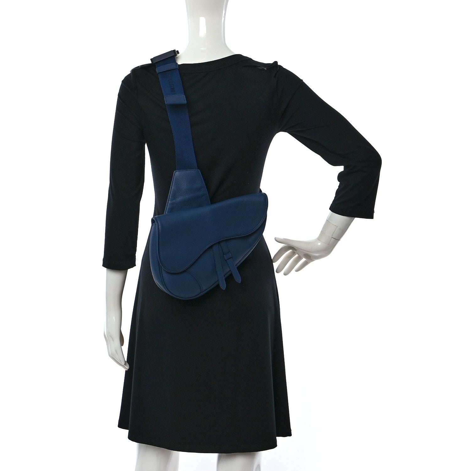 Christian Dior Calfskin Mens Saddle Bag Blue 2 of 8