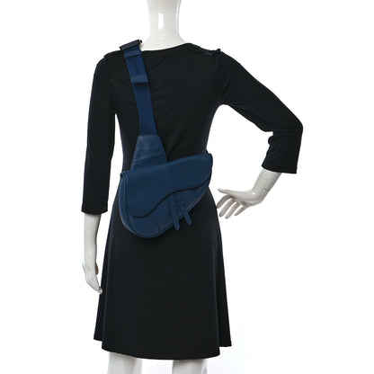 Christian Dior Calfskin Mens Saddle Bag Blue 2 of 8