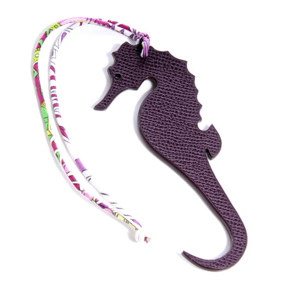 Hermes Togo Epsom Petit H Seahorse Charm PM Etoupe Raisin 3 of 5