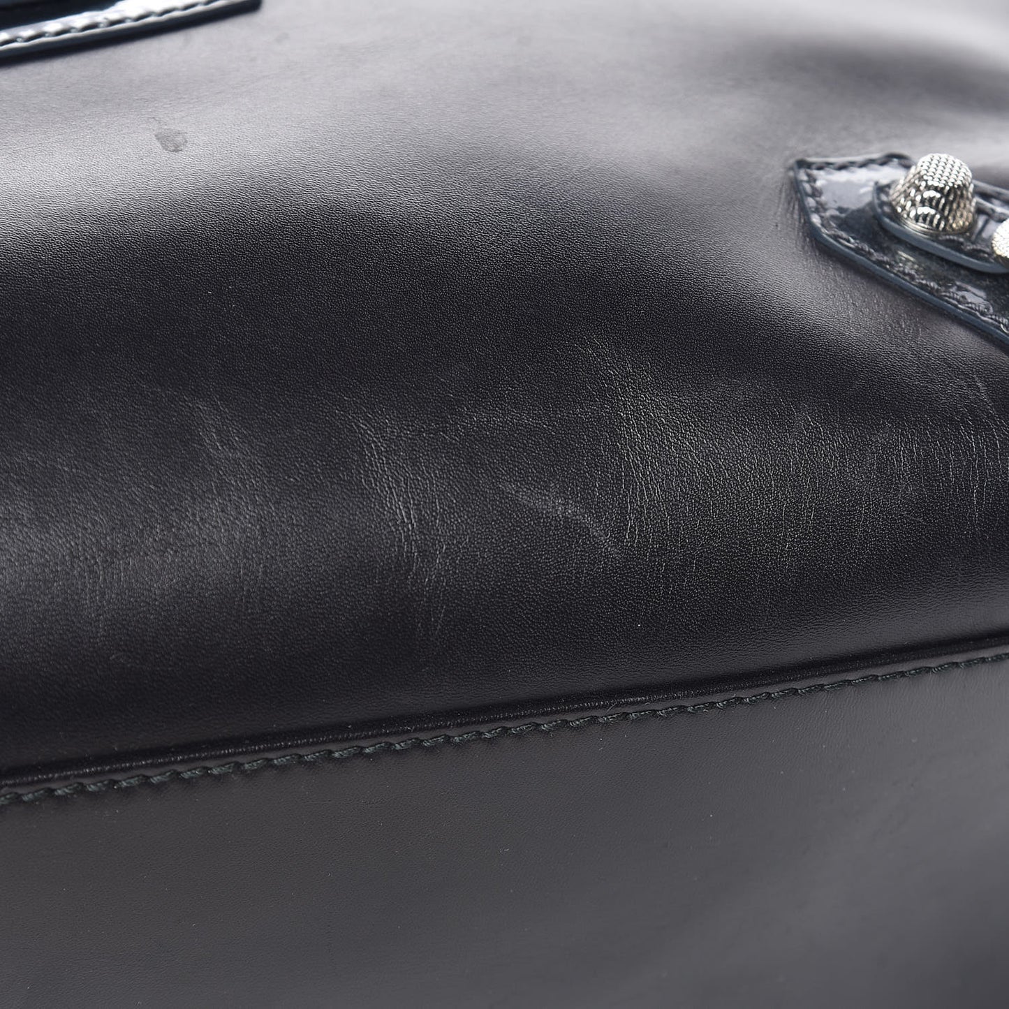 Smooth Calfskin Metallic Patent Giant 12 Silver Hardware City Black Gris