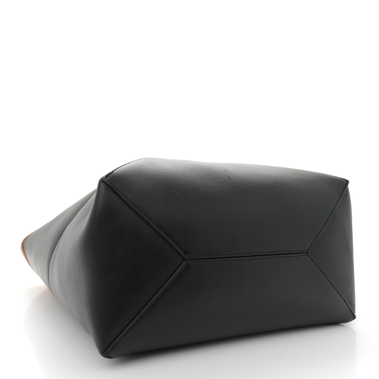 Shiny Calfskin Medium Puzzle Fold Tote Warm Desert Black