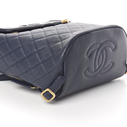 Chanel Caviar Quilted Filigree Backpack Navy 9 of 10