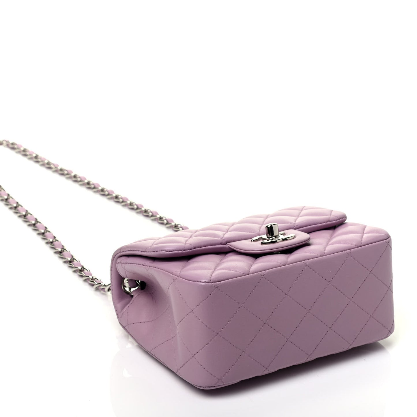 Lambskin Quilted Mini Square Flap Light Purple