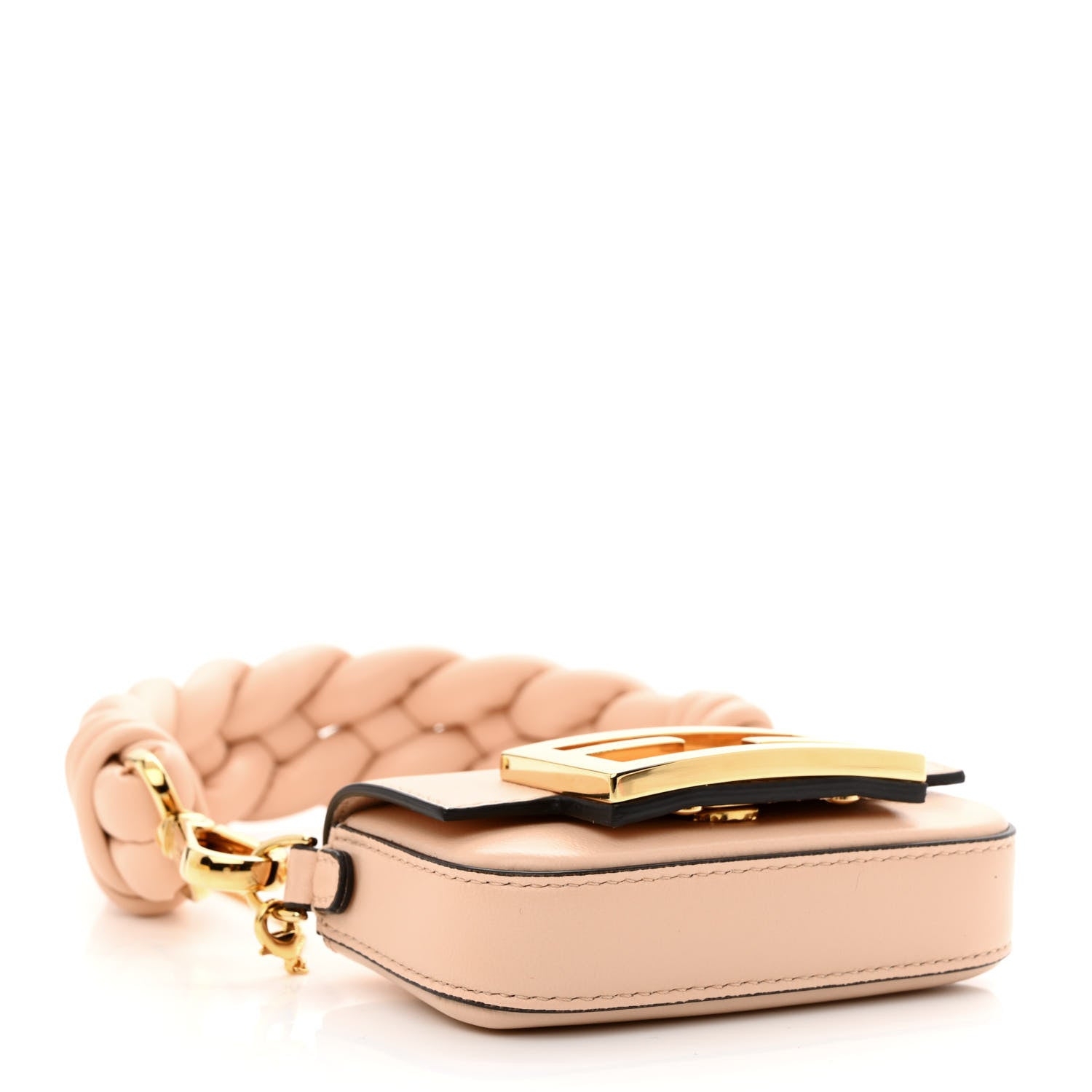 Fendi Shiny Nappa Braided Nano Baguette Maxi Handle Charm Light Rose 4 of 10