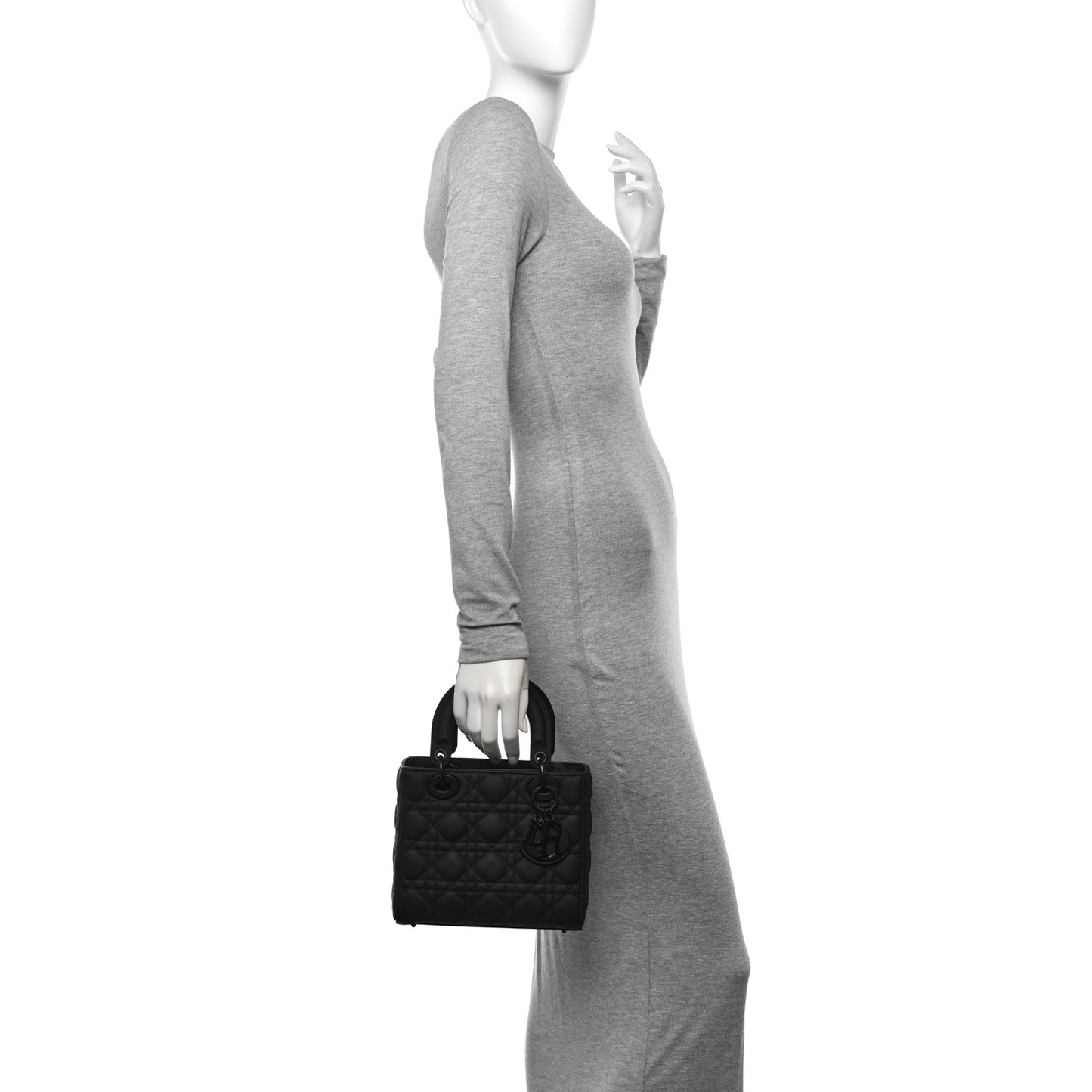 Ultra Matte Calfskin Cannage Small Lady Dior Black