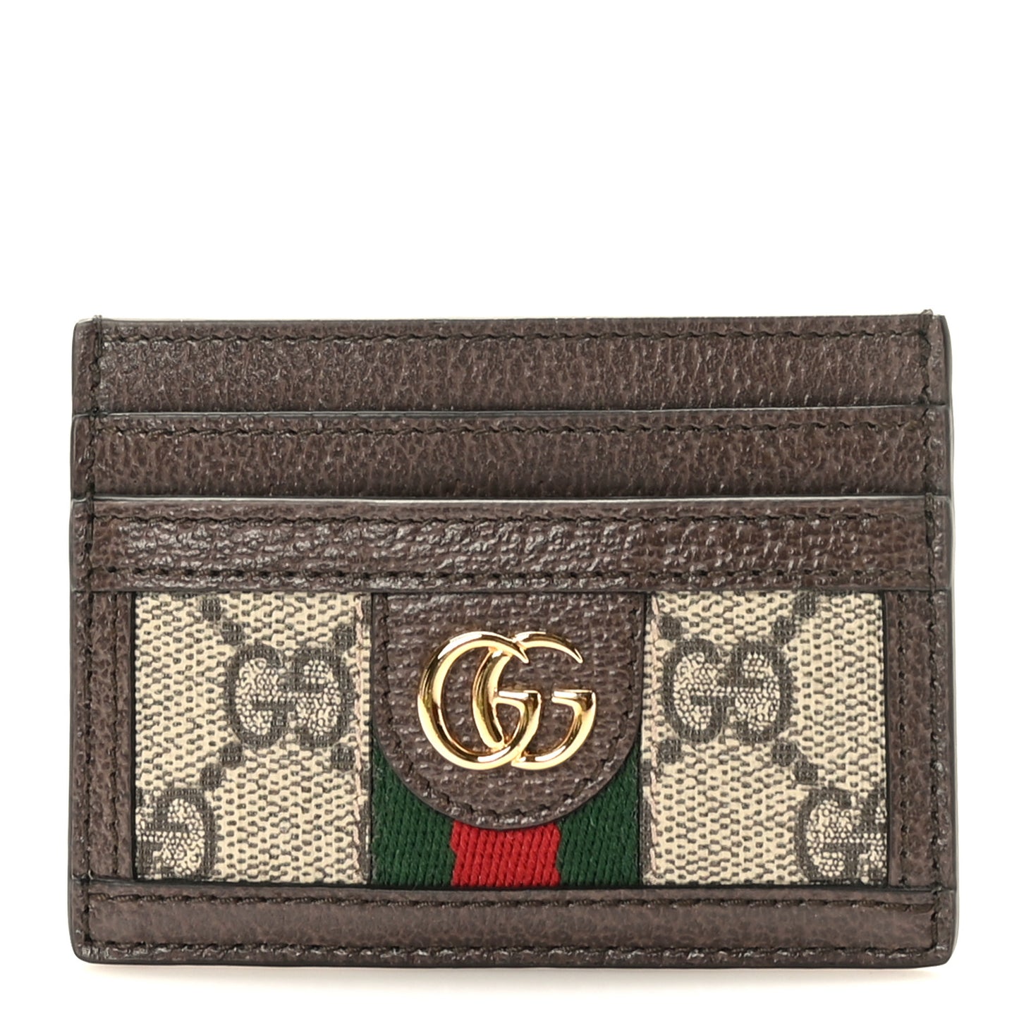 GG Supreme Monogram Ophidia Card Holder Brown