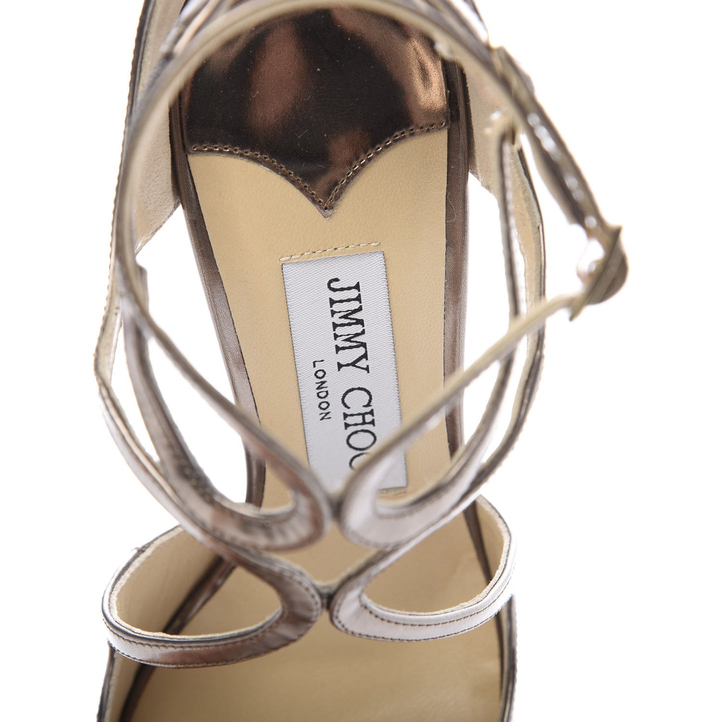Mirror Calfskin Lang Sandals 36.5 Light Bronze