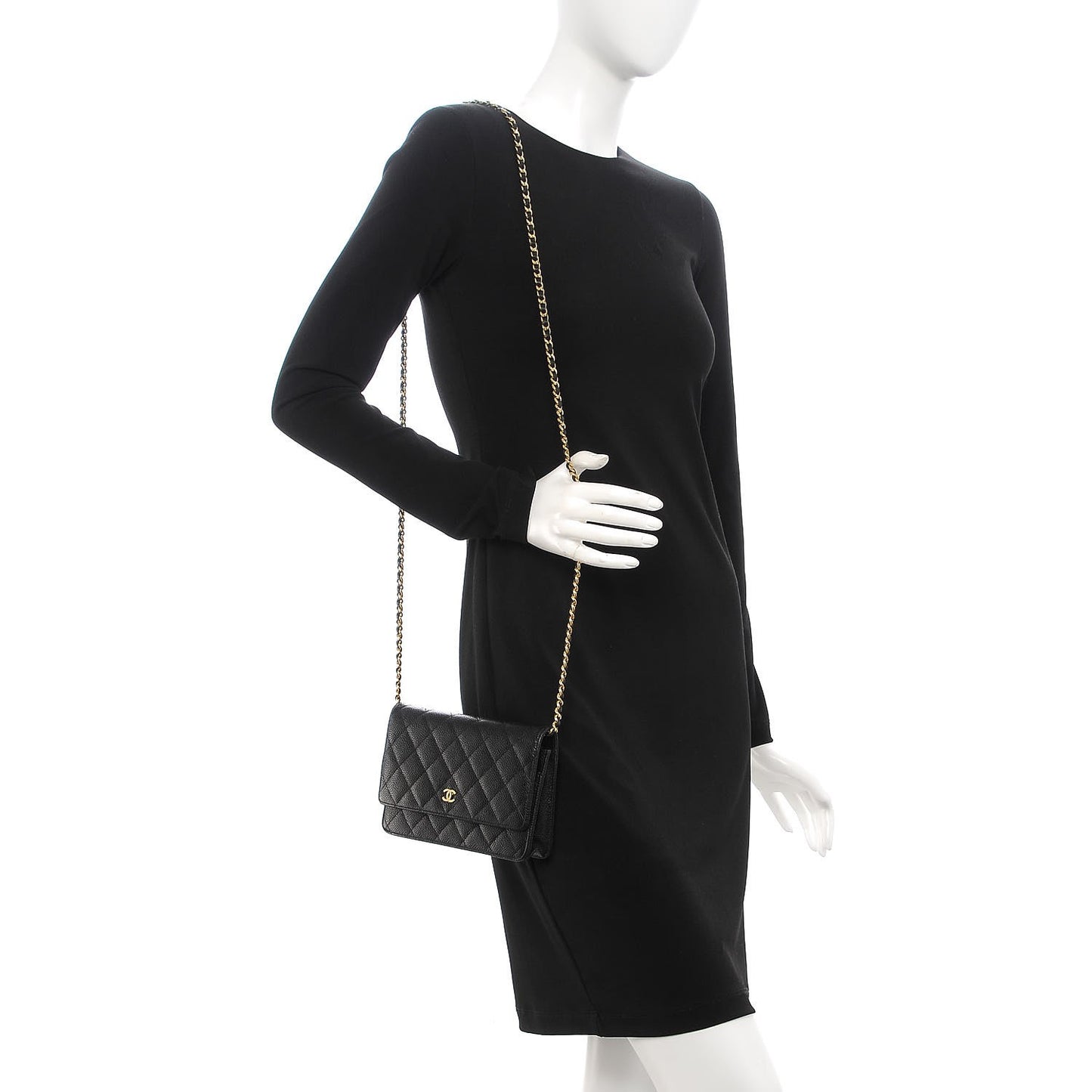 Caviar Quilted Wallet On Chain WOC Black