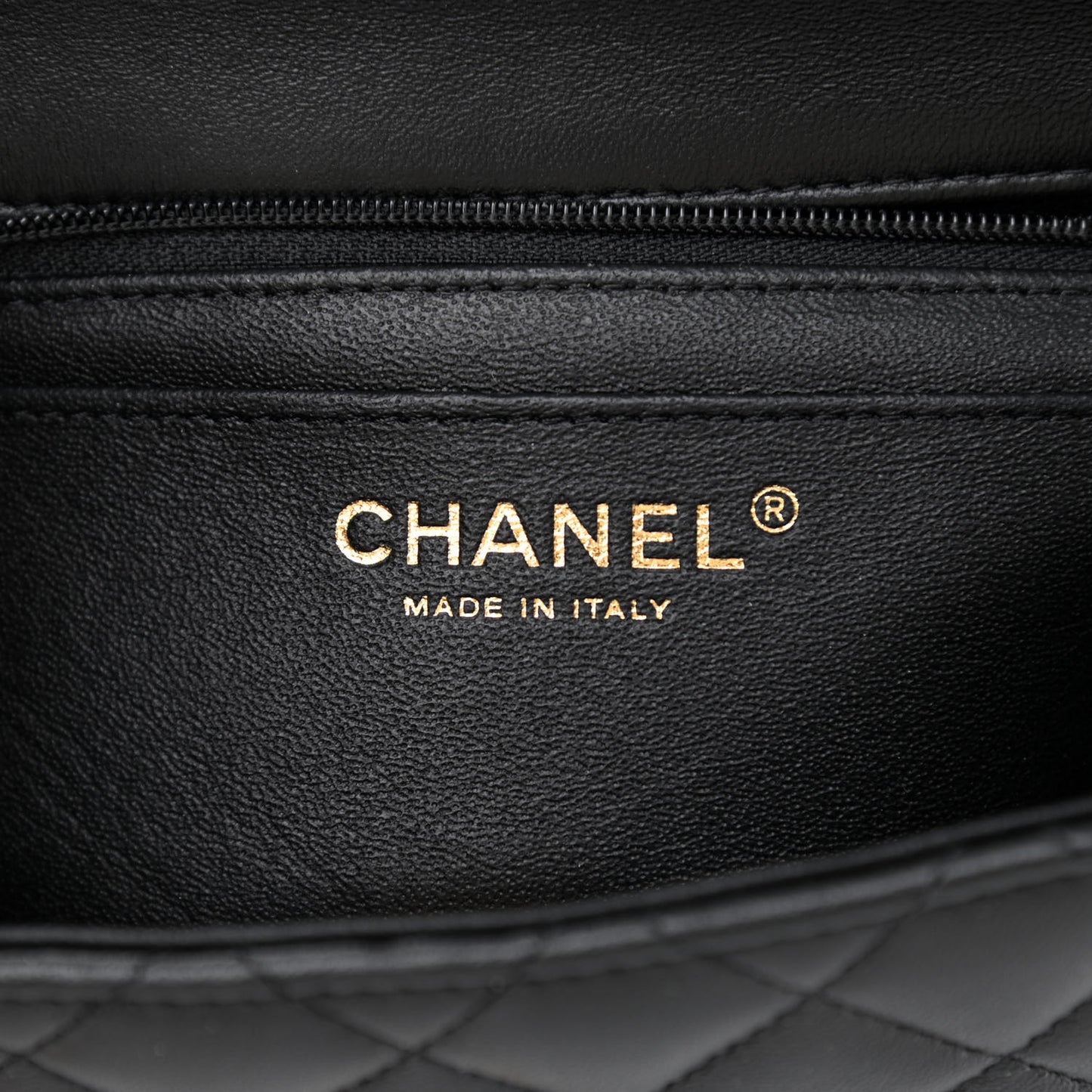 Lambskin Quilted Mini Top Handle Rectangular Flap Black