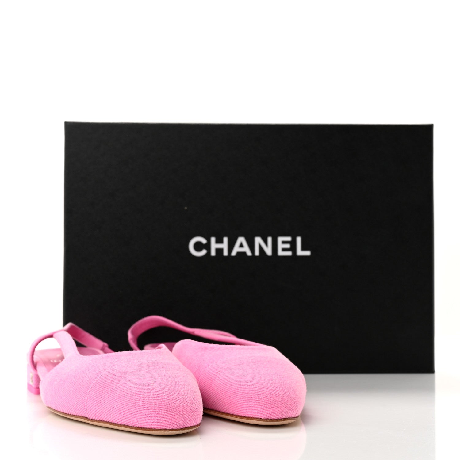 Chanel Denim Cap Toe CC Slingback Flat 37 Neon Pink 11 of 11