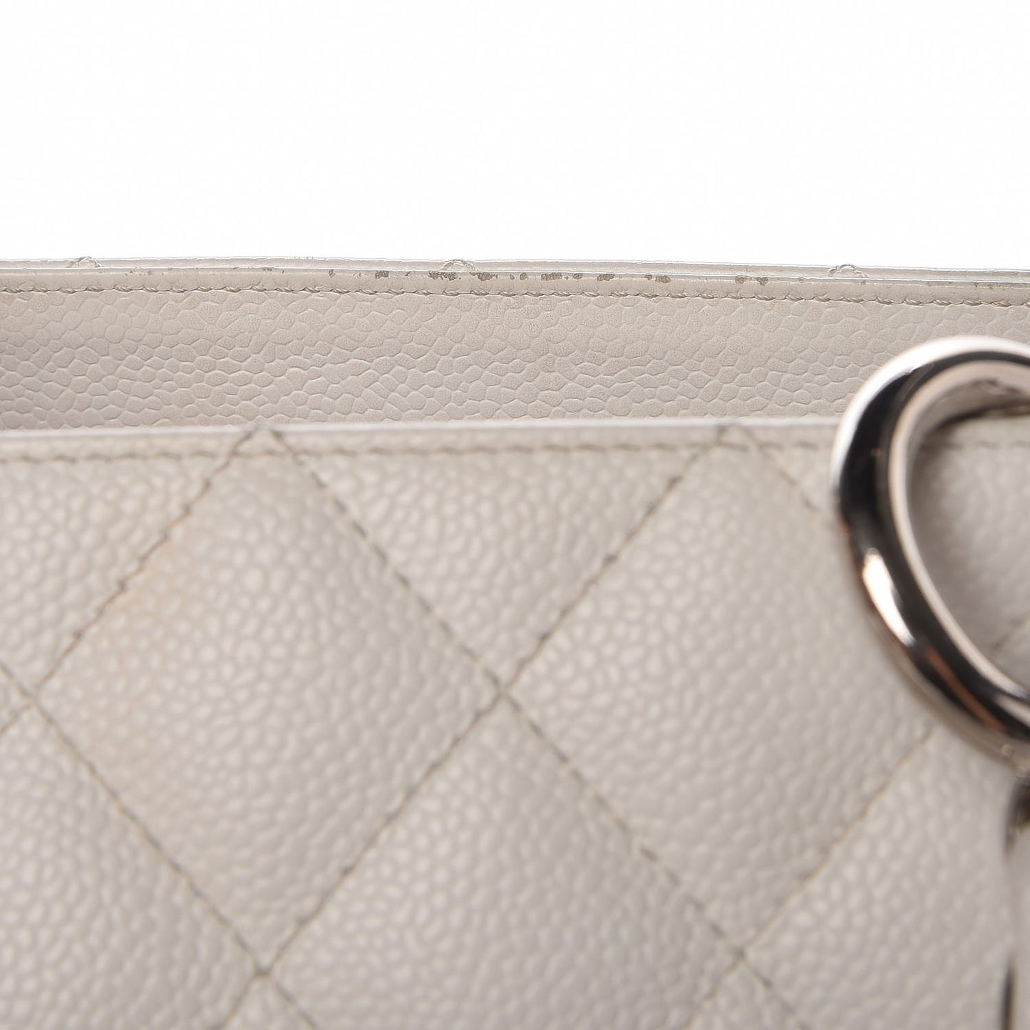 Caviar Quilted Grand Shopping Tote GST White