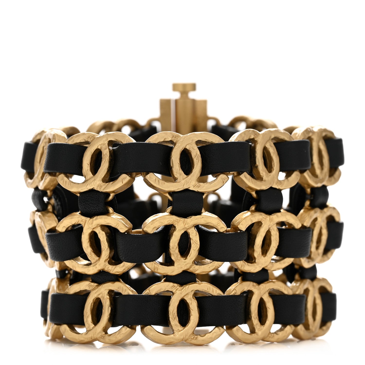 Chanel Lambskin CC Chain Bracelet Black Gold 1 of 5