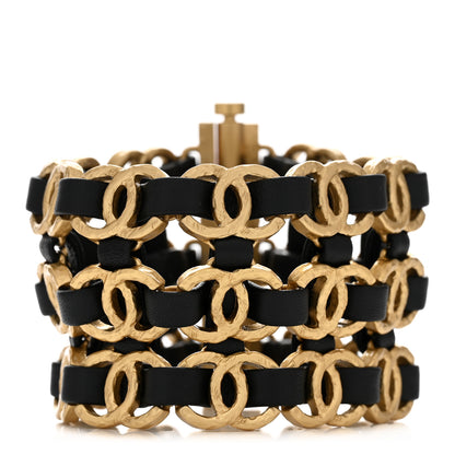 Chanel Lambskin CC Chain Bracelet Black Gold 1 of 5