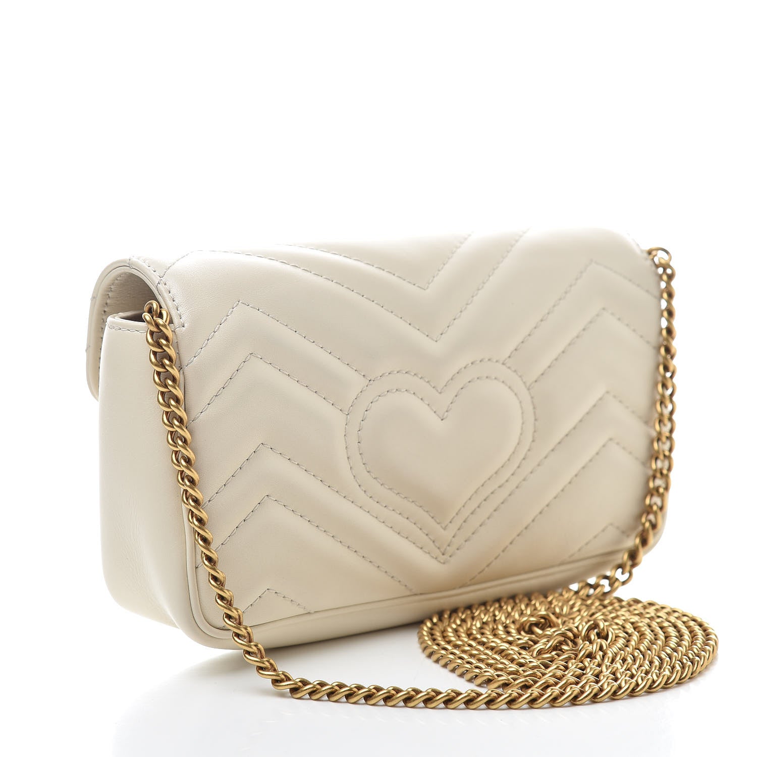 Gucci Calfskin Matelasse Super Mini GG Marmont Shoulder Bag White 3 of 16