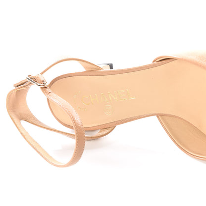 Chanel Goatskin Grosgrain Cap Toe CC Mary Jane Slingback Pumps 40 Beige Black 7 of 9