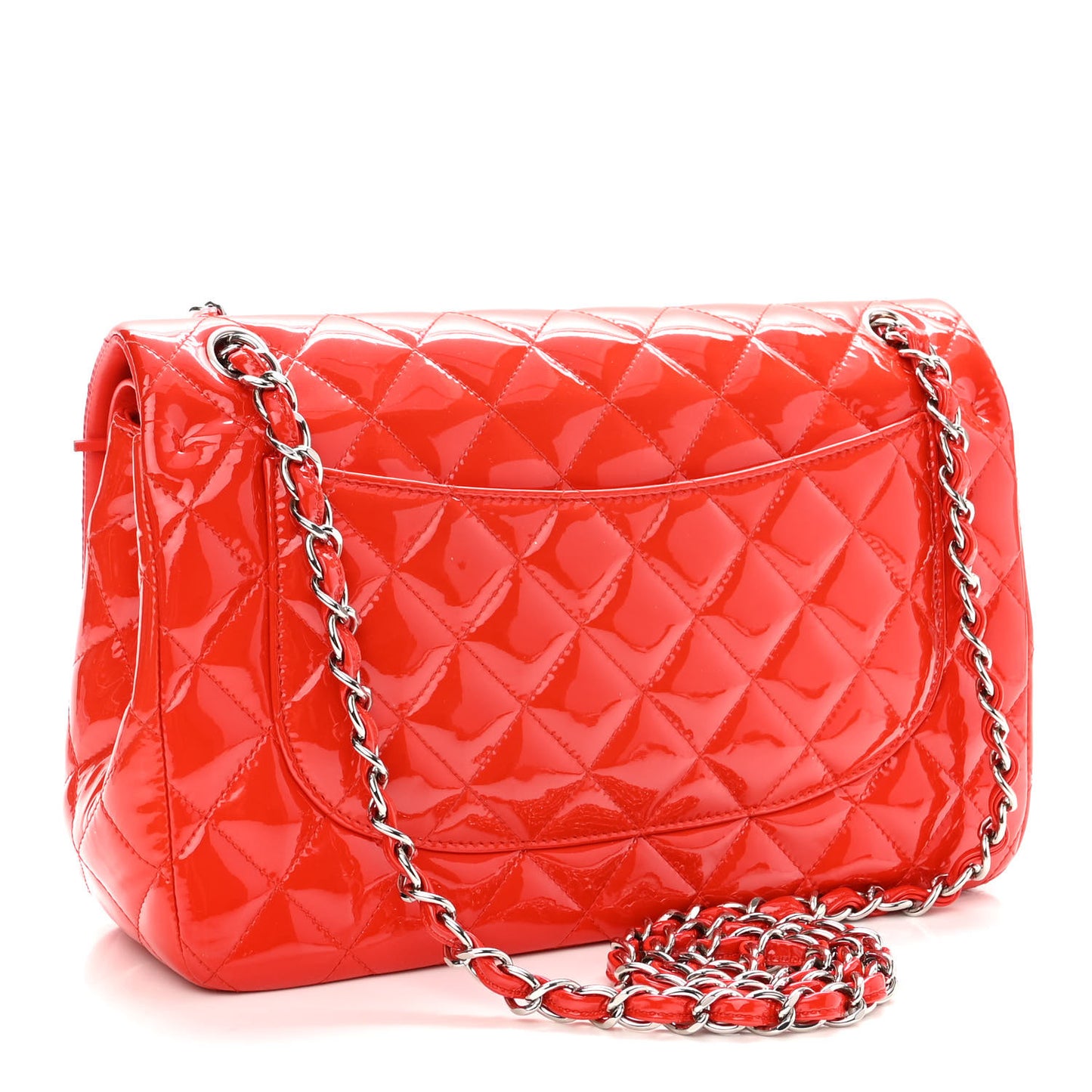 Patent Quilted Jumbo Double Flap Red