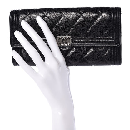 Chanel Caviar Quilted Large Boy Gusset Flap Wallet Black 2 of 16
