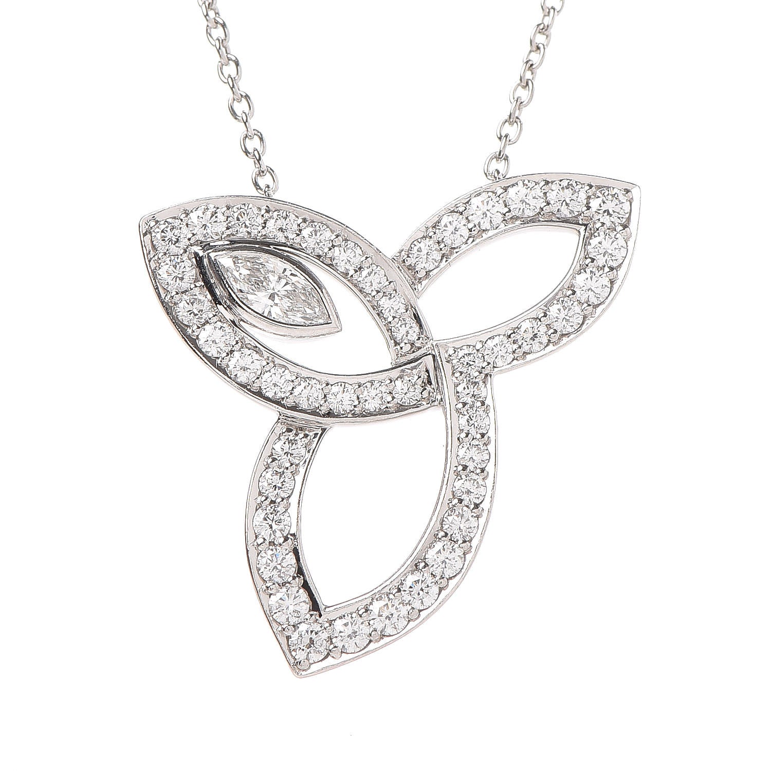 Harry Winston Platinum Diamond Lily Cluster Pendant Necklace 4 of 7