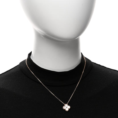 Van Cleef & Arpels 18K Rose Gold Diamond Pink Mother of Pearl Vintage Alhambra Pendant Necklace 2 of 6