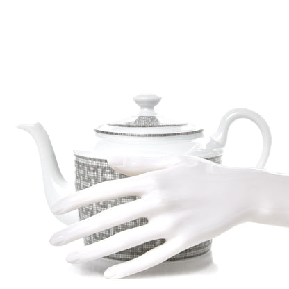 Hermes Porcelain Mosaique Au 24 Platine Coffee/Tea Pot Platinum 2 of 10