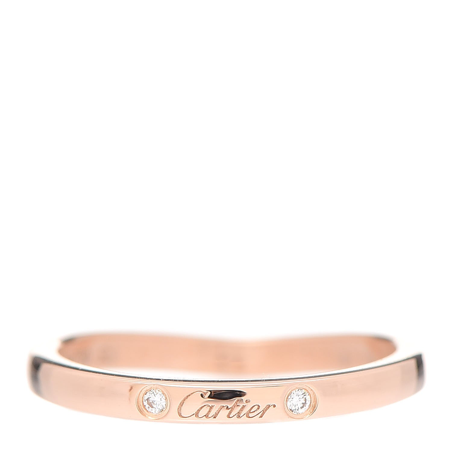 Cartier 18K Pink Gold 3 Diamond Ballerine Wedding Band Ring 50 5.25 3 of 5