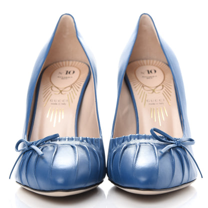 Gucci Nappa Bow High Heel Pumps 39 Riviera Blue 2 of 10