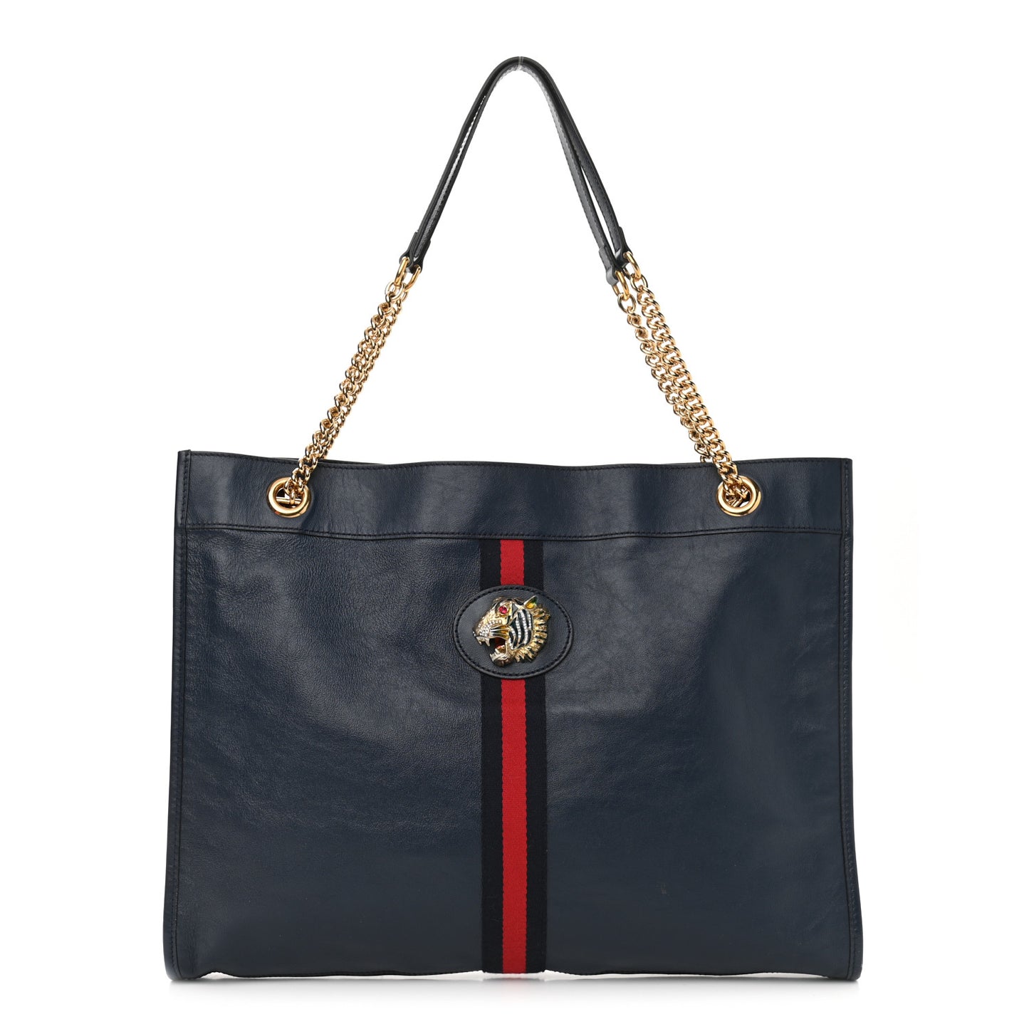 Calfskin Web Large Rajah Chain Tote Blue