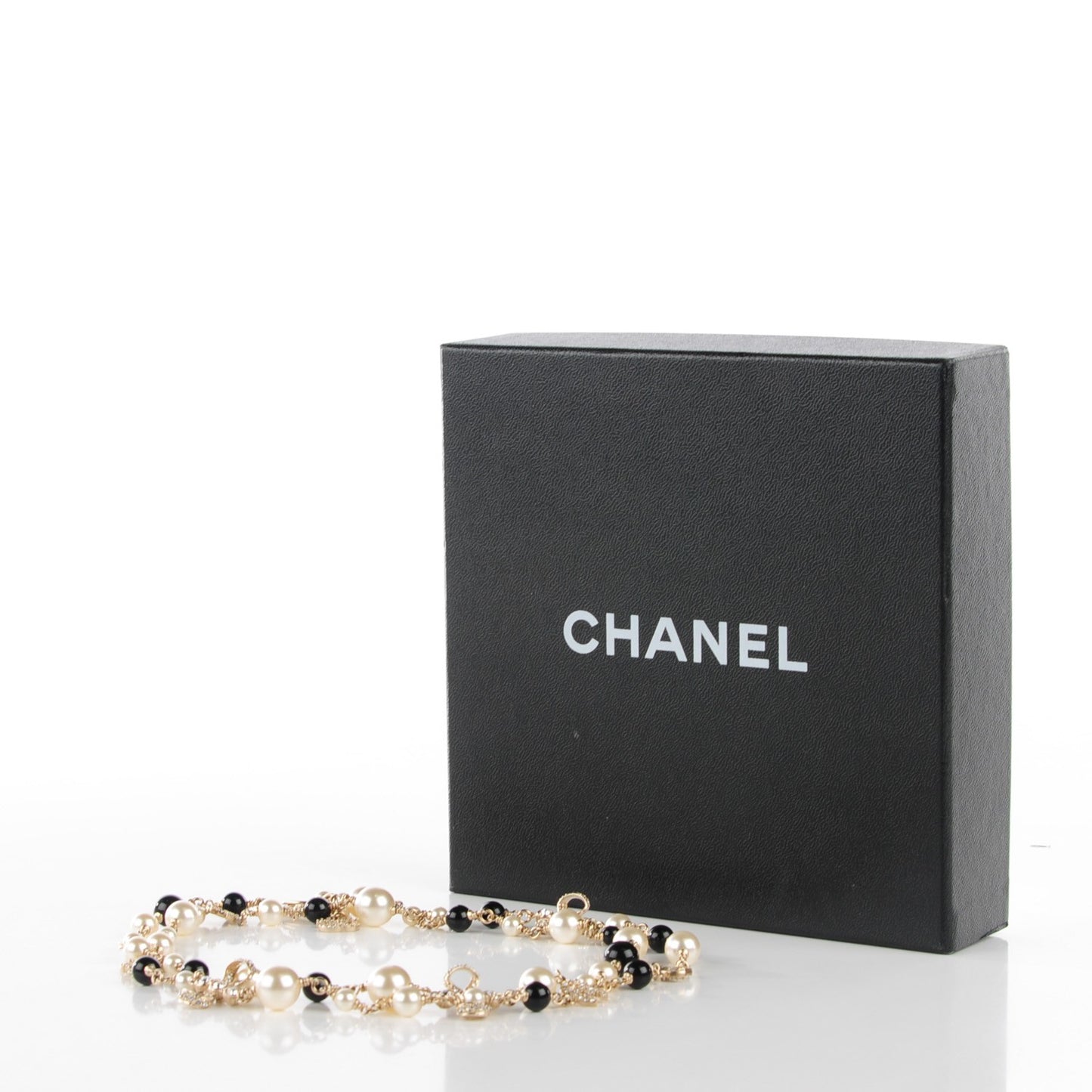 Pearl Crystal Bow CC Necklace Gold