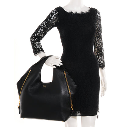 Tom Ford Pebbled Calfskin Jennifer Side-Zip Hobo Black 2 of 9