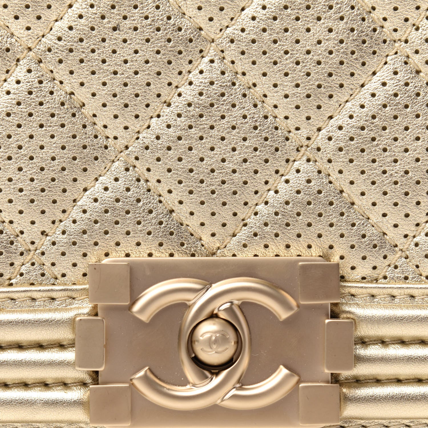 Chanel Lambskin Perforated Quilted New Medium Boy Flap Gold 10 of 11
