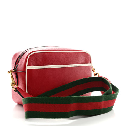 Gucci X ADIDAS Textured Dollar Calfskin Web Trefoil Logo Small Messenger Bag Hibiscus Red Off White 3 of 10