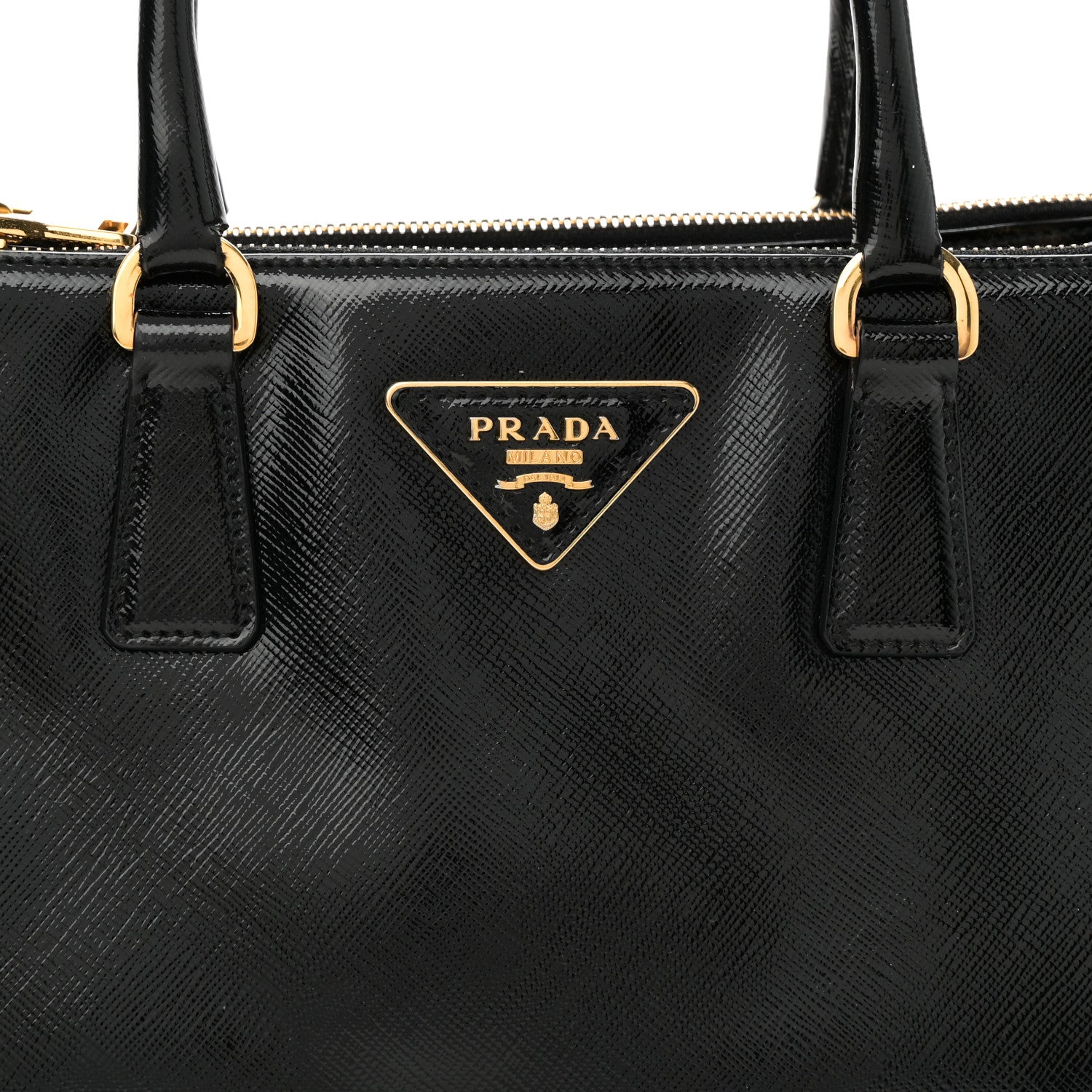 Prada Saffiano Vernice Mini Galleria Double Zip Black 7 of 9