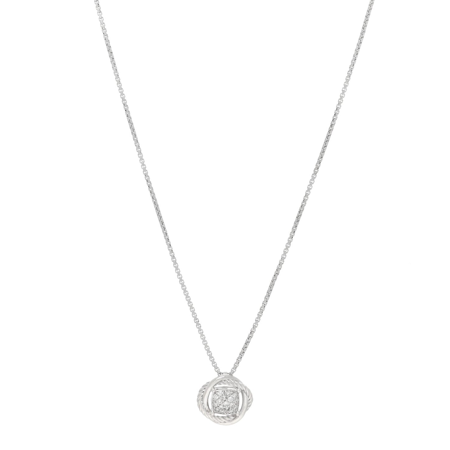 Sterling Silver Diamond 13mm Infinity Pendant Necklace