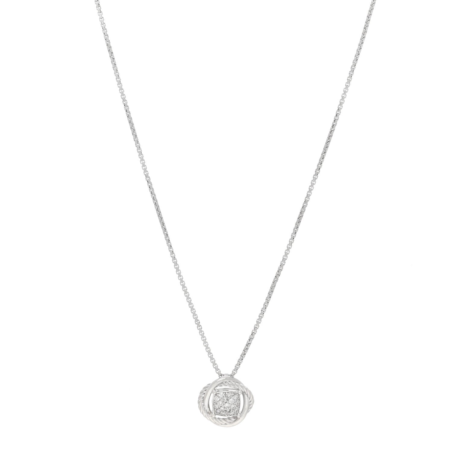 David Yurman Sterling Silver Diamond 13mm Infinity Pendant Necklace 1 of 4