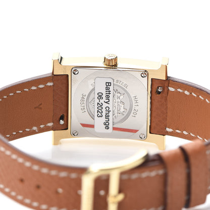 Hermes Stainless Steel Epsom 21mm Heure H Hour Quartz Watch Gold 4 of 7