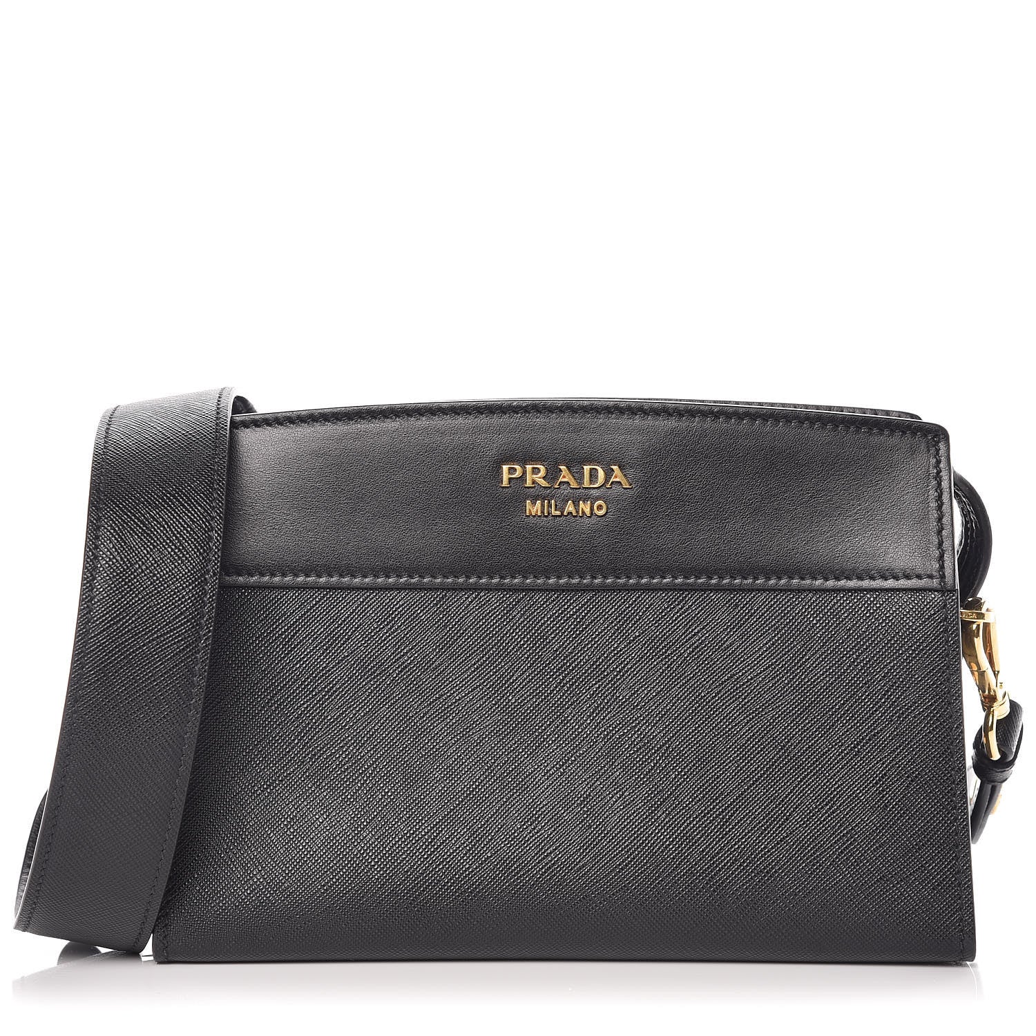 Prada Saffiano Soft Calfskin Bandoliera Bag Black 1 of 10