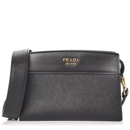 Prada Saffiano Soft Calfskin Bandoliera Bag Black 1 of 10