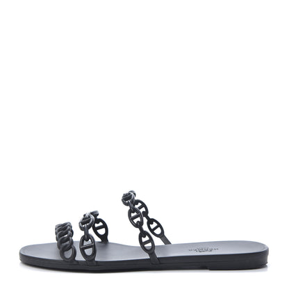 Hermes Rubber Chaine d'Ancre Rivage Sandals 38 Black 1 of 13